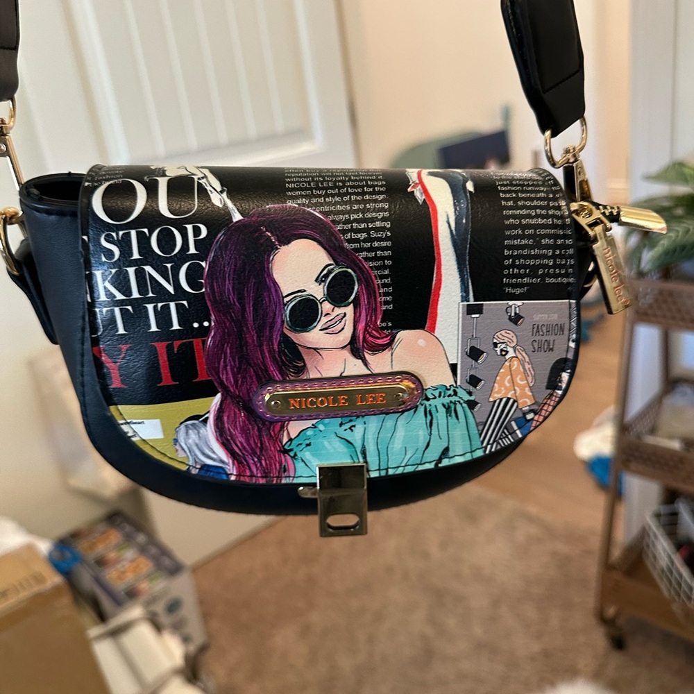 Nicole Lee Black and Multicolor Crossbody Bag